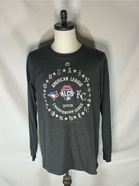 Majestic 2015 ALCS KC Royals/Toronto Blue Jays Team Roster Long Sleeve Shirt XL
